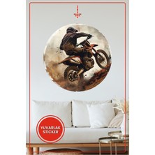 KOSS Dijital Motokros Yuvarlak Sticker Spor Motosiklet Tasarım Dekoratif Çıkartma Ev Ofis Duvar Dekoru