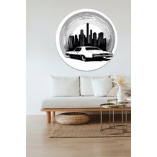 KOSS Dijital Klasik Nostalji Araba Yuvarlak Sticker, Yuvarlak Şekilli Sticker, Genç Odası Duvar Dekoru