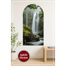 KOSS Dijital Oval Şekilli Manzara Sticker Şelale Temalı Fotoğrafik Doğal Duvar Sticker