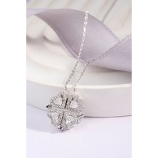 925 Ayar Gümüş Kalpli Yonca Açılabilir Kolye