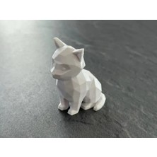 Sora Design Dekoratif Low Poly Kedi Figürü, Minimalist Masaüstü ve Raf Süsü
