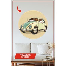 KOSS Dijital Retro Klasik Araba Yuvarlak Sticker Vintage Tarz Dekoratif Çıkartma Ev Ofis Duvar Dekoru