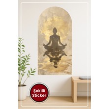 KOSS Dijital Oval Şekilli Meditasyon Figürü Premium Aura ve Yansımalı Su Temalı Duvar Sticker