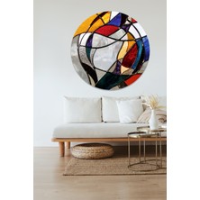 KOSS Dijital Renkli Vitray Desenler Yuvarlak Sticker, Yuvarlak Şekilli Sticker, Soyut Rengarenk Duvar Dekoru