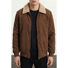Genius Store Erkek Kadife Mont Peluş Astarlı Gömlek Yaka Rüzgar Geçirmez Kadife Mont