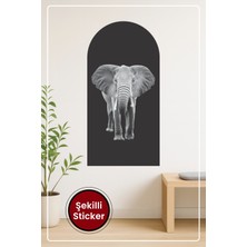 KOSS Dijital Oval Şekilli Fil Portresi Desenli Dekoratif Duvar Sticker Ev Ofis Salon Hol Için Modern Süs