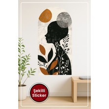 KOSS Dijital Oval Şekilli Sanatsal Silüet Sticker Doğal Temalı Bitki Desenli Dekoratif Duvar Sticker