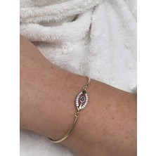 Lacivert Taşlı Göz Ince Kelepçe Bileklik