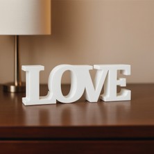 Sora Design Love Yazılı Dekoratif Biblo – Minimalist Masa ve Raf Süsü