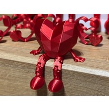 Sora Design Dekoratif Kırmızı Geometrik Kalp Figür Oturan Süs Obje Lowpoly