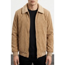 Genius Store Erkek Kadife Mont Peluş Astarlı Gömlek Yaka Rüzgar Geçirmez Kadife Mont