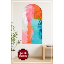 KOSS Dijital Oval Şekilli Soyut Sanat Sticker Fırça Darbeli Renk Geçişli Modern Duvar Sticker