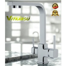 VİTKARSU ARMATÜR VİTKAR SU Köşeli Lüks 3 Yollu Arıtma Çıkışlı Mıx Aç-Kapa Mutfak Eviye Bataryası