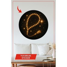 KOSS Dijital Tespih Yıldızlı Gece Yuvarlak Sticker Dekoratif Çıkartma Duvar Ev Ramazan Manevi Tasarım