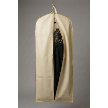 Krem Renk Gold Şeritli Abiye Elbise Kılıfı – 160X60 Cm, Kalın Diş Fermuarlı