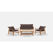 Luce Garden Helio Ikili Rattan Ahşap Bahçe & Balkon Koltuk Takımı