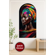 KOSS Dijital Afrika Esintili Kadın Portresi Oval Şekilli Duvar Sticker Modern Sanatsal Dekor Tasarımı