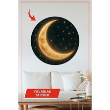 KOSS Dijital Hilal Ay Yıldızlı Gece Yuvarlak Sticker Dekoratif Çıkartma Duvar Çocuk Odası Masalsı Tasarım