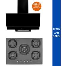 Eminçelik ve Afm Tech Marka Fethy A-19  5 Gözlü 2'li Siyah  Ankastre Set (22 385  Wok  + FM3250)