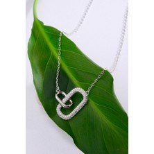 925 Ayar Gümüş Iç Içe Geçmiş Oval Halkalar Zincir Kolye