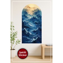 KOSS Dijital Oval Şekilli Gün Doğumu Temalı Sticker Dağ ve Ufuk Detaylı Duvar Sticker