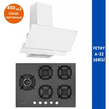 Eminçelik ve Afm Tech Marka Fethy A22 5 Gözlü 2'li Siyah-Beyaz  Ankastre Set (22 385 Wok Y +FM3301)