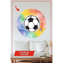 KOSS Dijital Renkli Futbol Topu Yuvarlak Sticker Su Bazlı Sulu Boya Efektli Spor Temalı Dekoratif Çıkartma