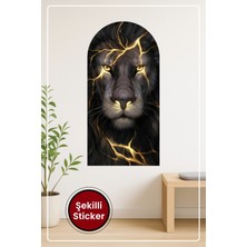 KOSS Dijital Oval Şekilli Soyut Aslan Desenli Dekoratif Duvar Sticker Ev Ofis Salon Hol Için Modern Süs