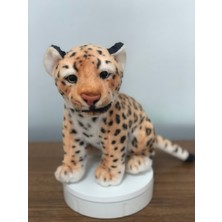 Top Rock Store Leopar Peluş Oyuncak Gerçekçi Yüz Cam Göz Hediyelik Uyku Arkadaşı 30 cm