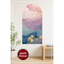 KOSS Dijital Oval Şekilli Renkli Mermer Sticker Sanatsal Görünümlü Modern Ev Dekorasyonu Duvar Sticker