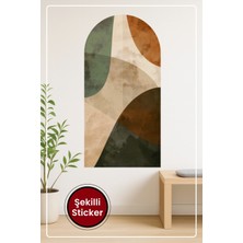 KOSS Dijital Oval Şekilli Renkli Desen Sticker Toprak Tonlarında Modern Ev Dekorasyonu Duvar Sticker