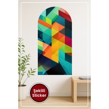 KOSS Dijital Geometrik Renkli Desen Oval Şekilli Duvar Sticker Modern Ev Ofis Dekoratif Tasarımı