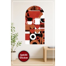 KOSS Dijital Oval Şekilli Kahve Zamanı Desenli Dekoratif Duvar Sticker Ev Ofis Salon Hol Mutfak Için Süs