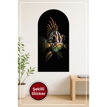 KOSS Dijital Oval Şekilli Balık Portresi Desenli Dekoratif Duvar Sticker Ev Ofis Salon Hol Için Modern Süs