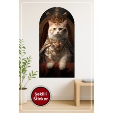 KOSS Dijital Oval Şekilli Kraliyet Kedisi Desenli Dekoratif Duvar Sticker Ev Ofis Salon Hol Için Modern Süs