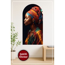 KOSS Dijital Afrika Stili Kadın Portresi Oval Şekilli Duvar Sticker Modern Dekoratif Sanat Tasarımı