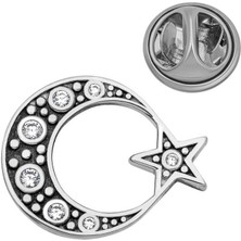 Noip 925 Ayar Gümüş Ay Yıldız Rozet T8668 (944)