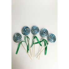 Honey Candy Balcı Şekerleme Büyük Boy Sosyete Şeker 10 Adet Mavi Kurdelalı 30 gr Tutti Frutti Aromalı Lolipop Şeker Çocuk