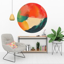 KOSS Dijital Modern Bohem Renkler Yuvarlak Sticker, Yuvarlak Şekilli Sticker, Minimal Desenler Duvar Dekoru