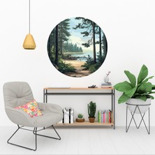 KOSS Dijital Eşsiz Doğa ve Deniz Yuvarlak Sticker, Yuvarlak Şekilli Sticker, Doğa Manzarası Duvar Dekoru