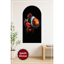 KOSS Dijital Oval Şekilli Renkli Balık Portresi Desenli Dekoratif Duvar Sticker Ev Ofis Salon Hol Için Süs