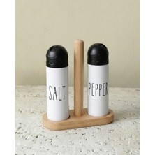 Leelahome Ahşap Standlı Tuzluk 122 ml - Siyah