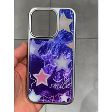Iphone 15 Pro Uyumlu Yıldız Desenli Epoksi Kılıf Simli Parıltılı Silikon Telefon Kılıfı