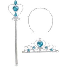 HERŞEYBURDAMODA Karlar Ülkesi Elsa Kalpli Taç ve Asa Seti Çocuk Boy