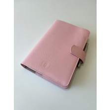 Eng Leather Saffiano Deri Koleksiyonu  A5  Defter & Kalem Çantası  Pearl Pink