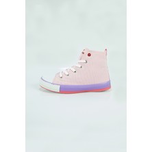 Waves Çocuk Kız Pembe Ortopedik Bağcık ve Fermuarlı Bilekli Spor Ayakkabı