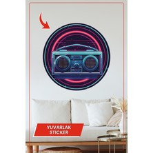 KOSS Dijital Retro Kaset Çalar Tasarımlı Neon Renkli Yuvarlak Sticker Duvar Dekoru Ev Ofis Iş Yeri Için