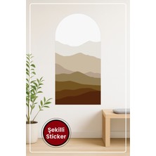 KOSS Dijital Oval Şekilli Minimal Renkli Dağ Desenli Dekoratif Duvar Sticker Ev Ofis Salon Hol Için Süs