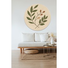 KOSS Dijital Bohem Tarzı Yapraklar Yuvarlak Sticker, Yuvarlak Şekilli Sticker, Modern Minimal Duvar Dekoru