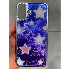 Iphone 16 Uyumlu Yıldız Desenli Epoksi Kılıf Simli Parıltılı Silikon Telefon Kılıfı